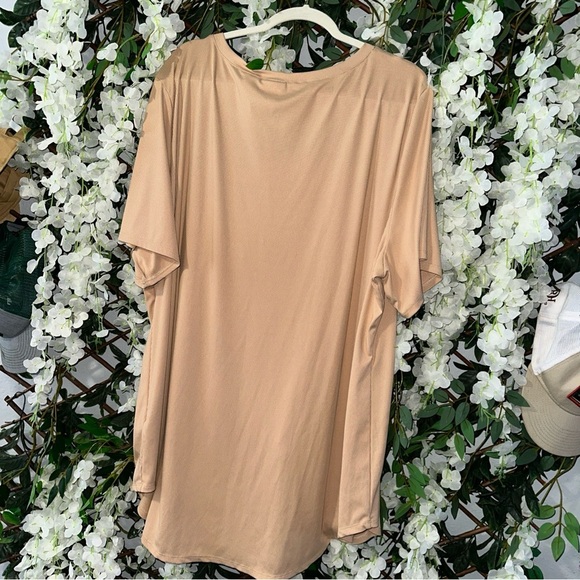LuLaRoe Beige V-Neck Short Sleeve Top - Picture 4 of 4